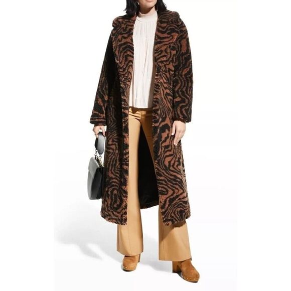 A.L.C. Anderson Tiger Stripe Faux Fur Retro Coat Size Size XS - Picture 3 of 15